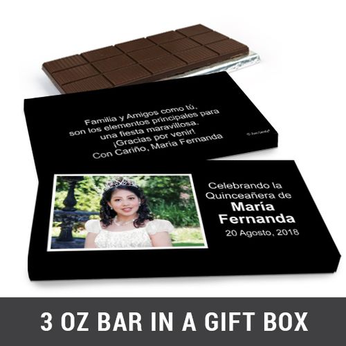 Deluxe Personalized Quinceaera Instantnea Chocolate Bar in Gift Box (3oz Bar)