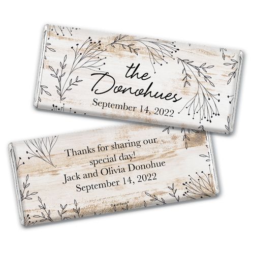 Personalized Delicate Botanicals Wedding Chocolate Bar Wrappers