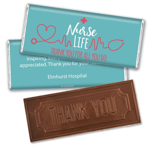 Personalized Nurse Appreciation Nurse Life Embossed Thank You Chocolate Bars