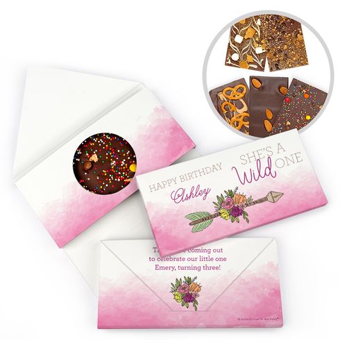 Personalized She's a Wild One Birthday Gourmet Infused Belgian Chocolate Bars (3.5oz)