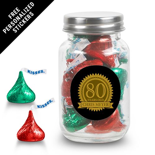 Milestones Personalized Mason Jar 80th Birthday Favors (24 Pack)