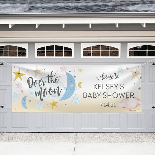 Personalized Baby Shower Garage Banner - Over the Moon