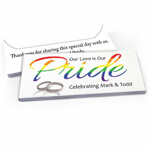 Deluxe Personalized LGBT Wedding Love & Pride Candy Bar Favor Box