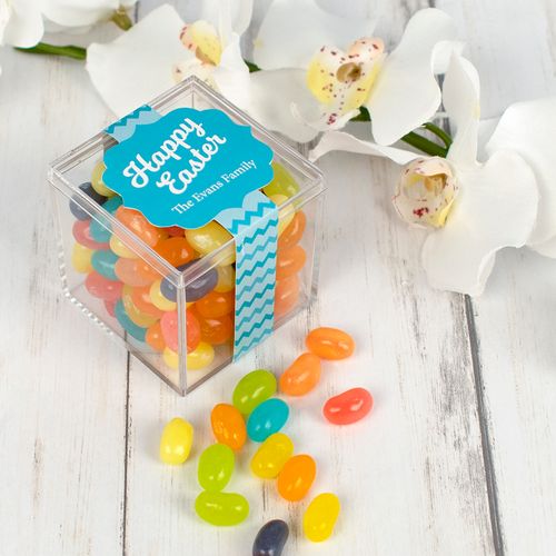 Personalized Easter Chevron Egg JUST CANDY® favor cube with Jelly Belly Jelly Beans