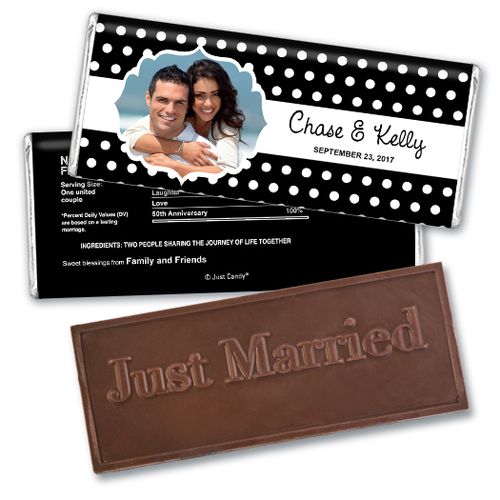 Personalized Wedding Favor Embossed Chocolate Bar Polka Dots Framed Photo