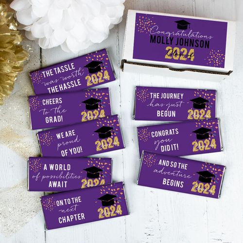 Personalized Graduation Confetti Belgian Chocolate Bars Gift (8 Pack)