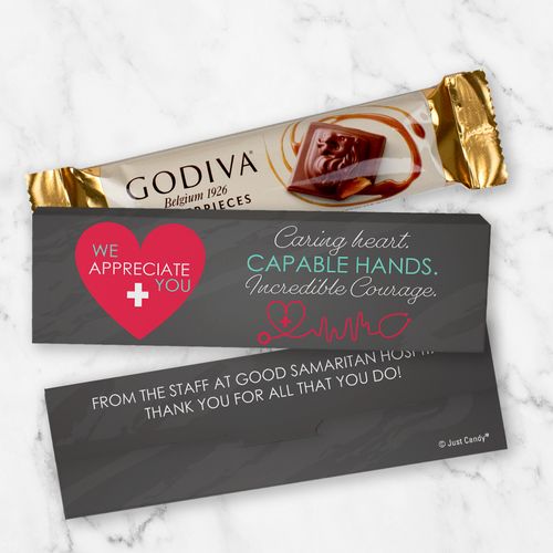 Personalized Nurse Appreciation Capable Hands Godiva Mini Masterpiece Chocolate Bar in Gift Box