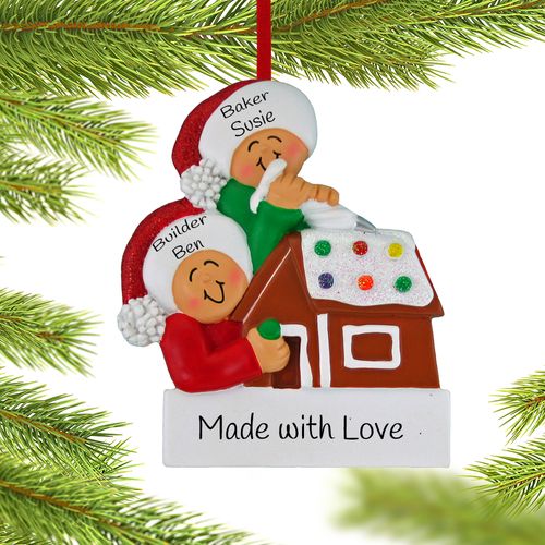 Personalized Making a Gingerbread House Couple