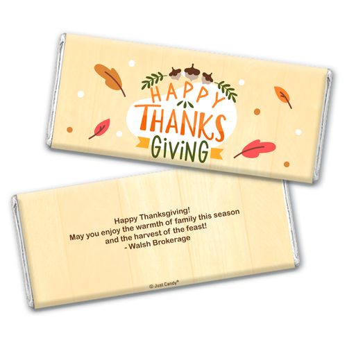 Personalized Thanksgiving Fall Acorns Chocolate Bar & Wrapper