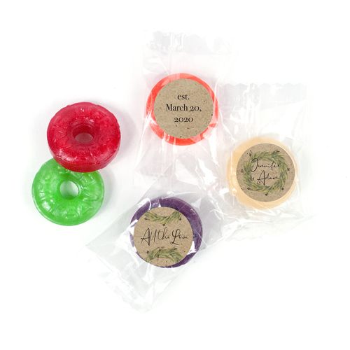 Personalized Wedding Sage Wreath LifeSavers 5 Flavor Hard Candy