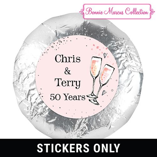 Cheers to the Years Anniversary Favors 1.25in Stickers