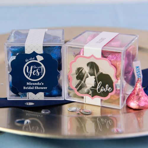 Personalized Bridal Shower JUST CANDY® favor cube with Hershey's Kisses