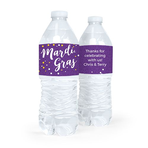 Personalized Mardi Gras Big Easy Water Bottle Sticker Labels (5 Labels)