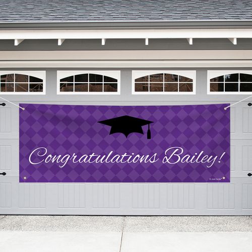 Personalized Graduation Garage Banner - Checkers