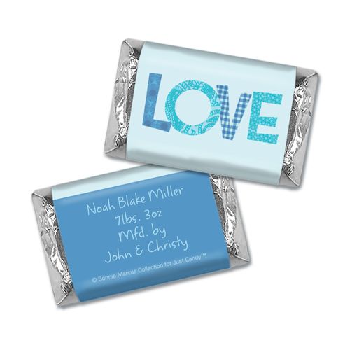 Bonnie Marcus Collection Personalized HERSHEY'S MINIATURES Wrappers Patterned Love Boy Birth Announcement
