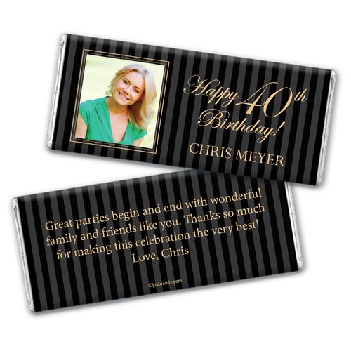 Formal Photo 40th Birthday Personalized Candy Bar - Wrapper Only