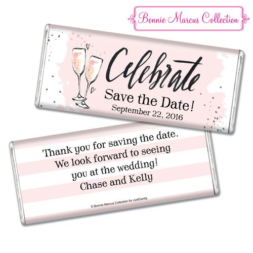 Bonnie Marcus Collection Personalized Chocolate Bar Chocolate and Wrapper The Bubbly Custom Save the Date