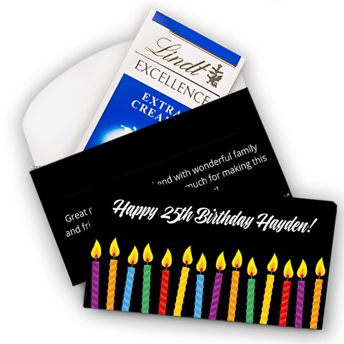 Deluxe Personalized Birthday Candles Lindt Chocolate Bar in Gift Box (3.5oz)