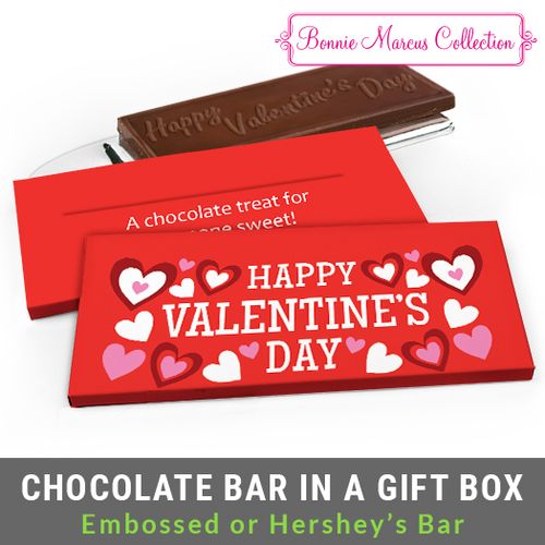 Deluxe Personalized Hearts Valentine's Day Chocolate Bar in Gift Box