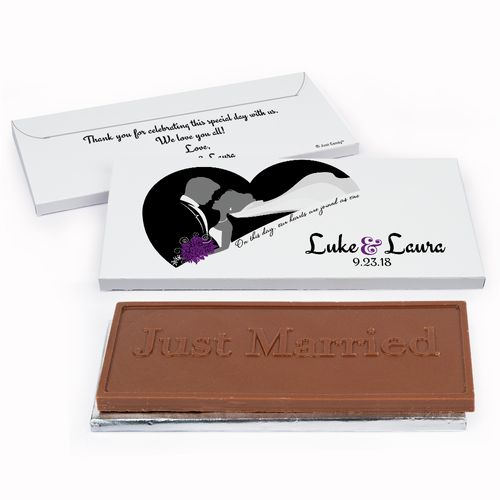 Deluxe Personalized One Heart Wedding Chocolate Bar in Gift Box