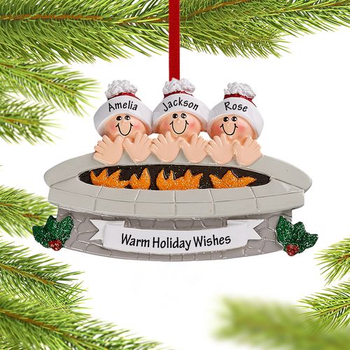 Personalized Firepit Family of 3 Christmas