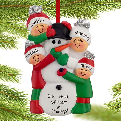 Personalized Building a Snowman Family of 4
