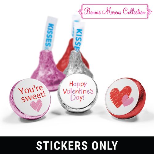 Personalized Valentine's Day Red and Pink Hearts 3/4" Stickers (108 Stickers)