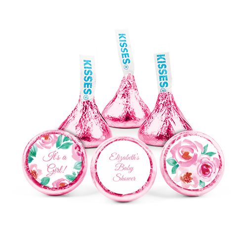 Personalized Baby Shower Watercolor Wreath Hershey's Kisses