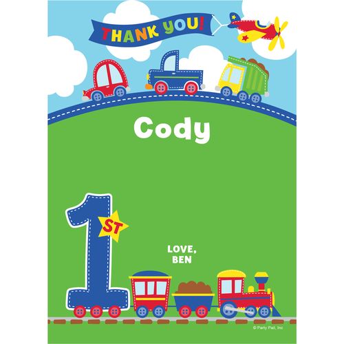 All Aboard First Birthday Personalized Thank You Note