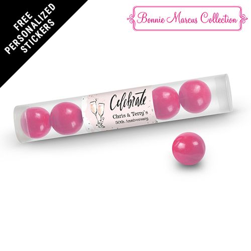 Bonnie Marcus Collection Personalized Gumball Tube Cheers to the Years Anniversary Favor (12 Pack)