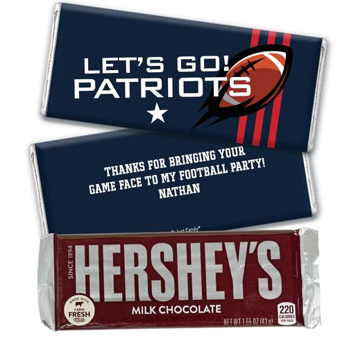 Personalized Patriots Football Party Hershey's Hershey's Milk Chocolate Bar & Wrapper