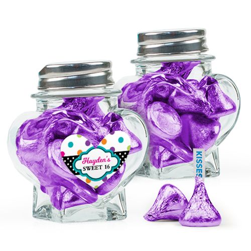 Personalized Kids Birthday Favor Assembled Heart Jar Filled with Hershey's Kisses