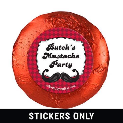 Personalized Birthday Mustache Madness 1.25" Stickers (48 Stickers)