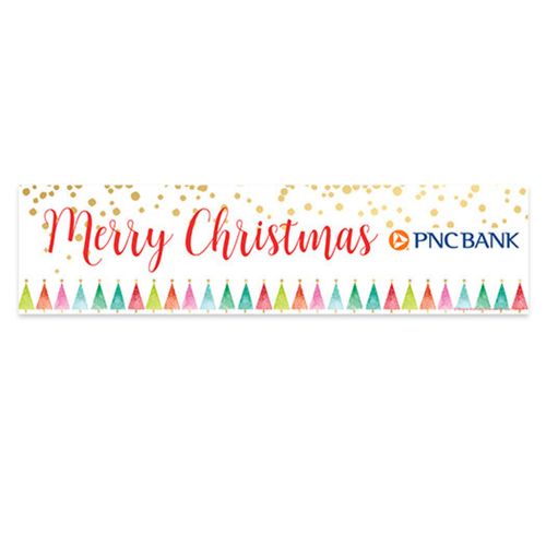 Personalized Shimmering Pines Merry Christmas 5 Ft. Banner
