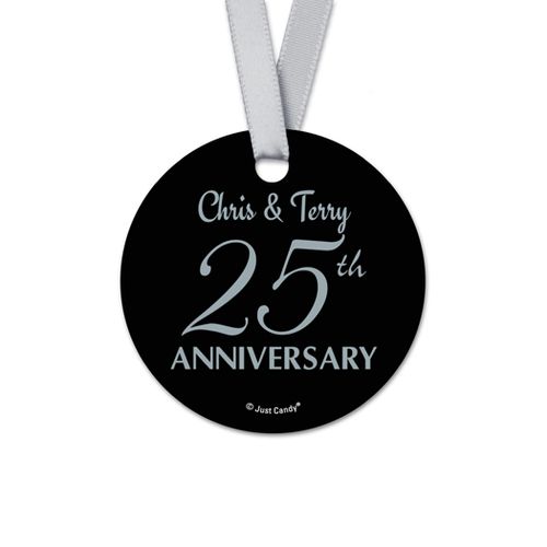Personalized 25th Anniversary Round Favor Gift Tags (20 Pack)