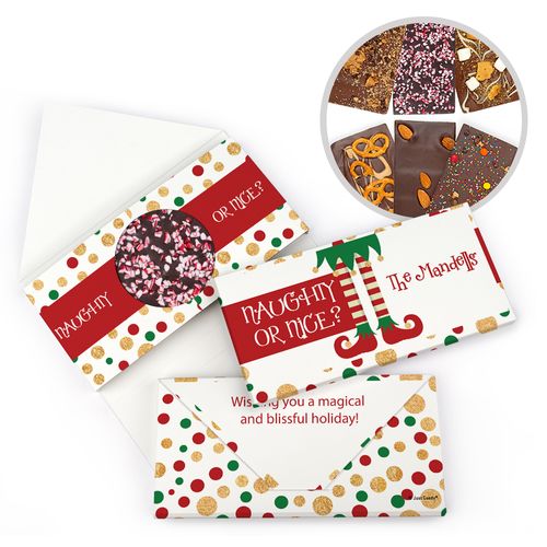 Personalized Christmas Naughty or Nice Gourmet Infused Belgian Chocolate Bars (3.5oz)