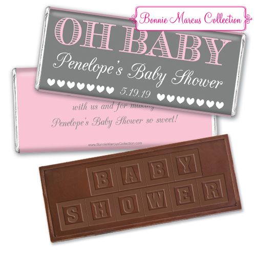 Personalized Bonnie Marcus Baby Shower Oh Baby Embossed Chocolate Bar