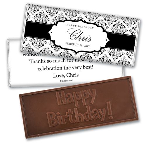 Birthday Personalized Embossed Chocolate Bar Baroque Pattern