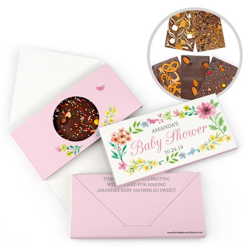 Personalized Bonnie Marcus Baby Shower Butterfly Flower Wreath Gourmet Infused Belgian Chocolate Bars (3.5oz)