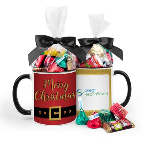 Personalized Christmas Santa Buckle 11oz Mug with Hershey's Holiday Mix