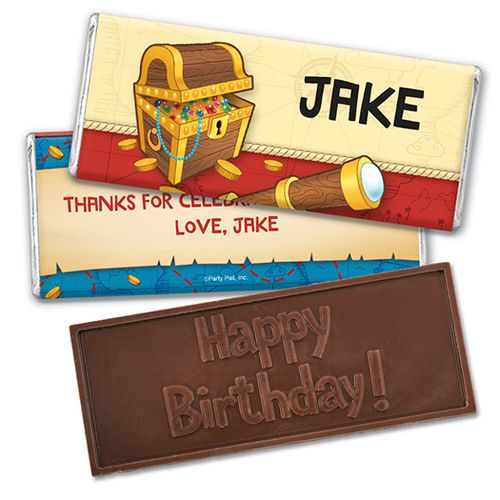Personalized Birthday Pirates Embossed Happy Birthday Chocolate Bar