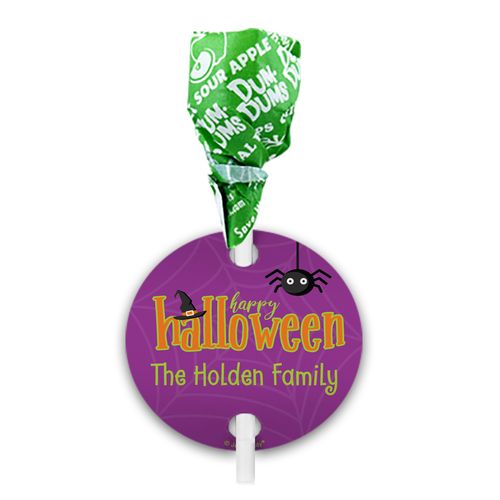 Personalized Halloween Spirit Dum Dums with Gift Tag (75 pops)