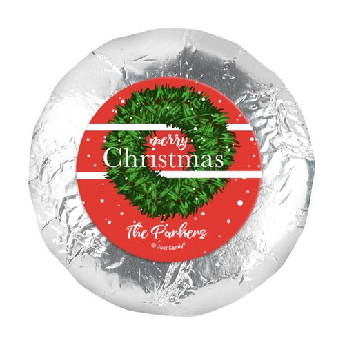 Personalized Christmas Snowy Wreath 1.25" Stickers (48 Stickers)