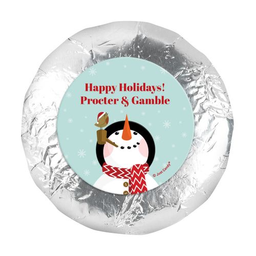 Personalized Happy Holidays Snowman 1.25" Stickers (48 Stickers)