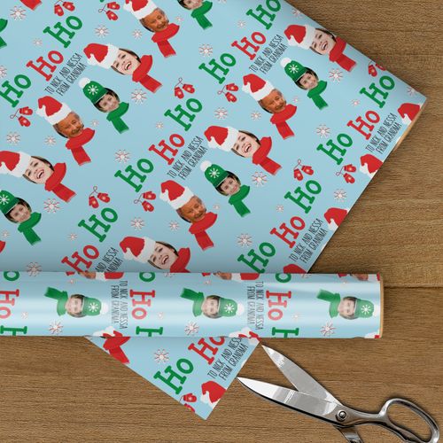 Custom Wrapping Paper - Ho Ho Ho Photo Christmas