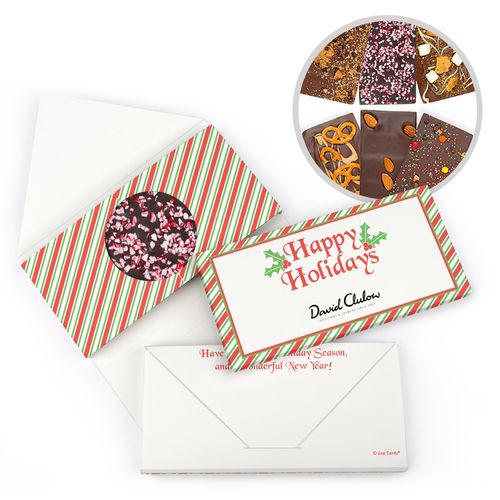 Personalized Stripes Add Your Logo Christmas Gourmet Infused Belgian Chocolate Bars (3.5oz)