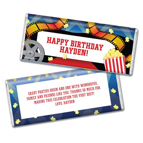 Birthday Hollywood Themed Personalized Chocolate Bar & Wrapper