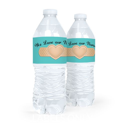 Personalized Bandage Heart Nurse Appreciation Water Bottle Labels (5 Labels)