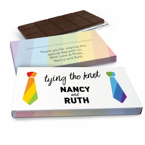 Deluxe Personalized LGBT Wedding Tying the Knot Chocolate Bar in Gift Box (3oz Bar)