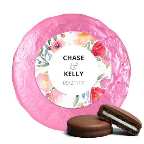 Personalized Wedding Watercolor Flowers Milk Chocolate Covered Oreo Cookies